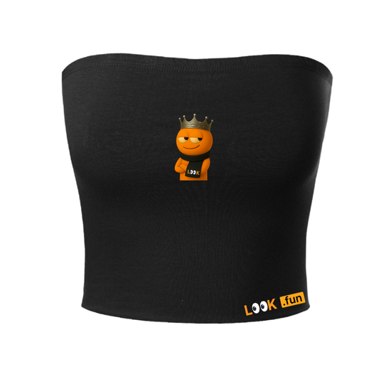 L👀K Bandeau Crop Top Black w/King