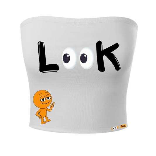 L👀K Guy Bandeau Crop Top White