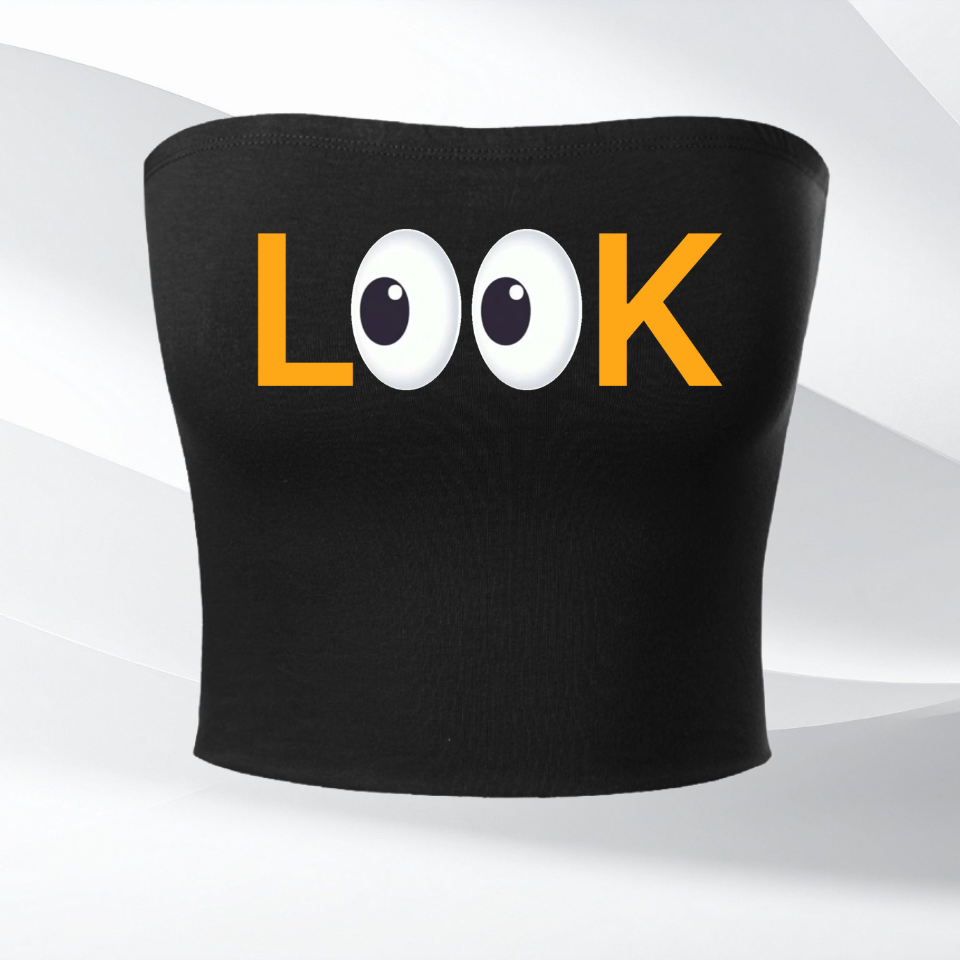 L👀K Bandeau Crop Top Black